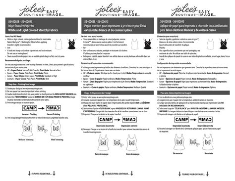 Jolee's Easy Image Transfer Sheets Instructions