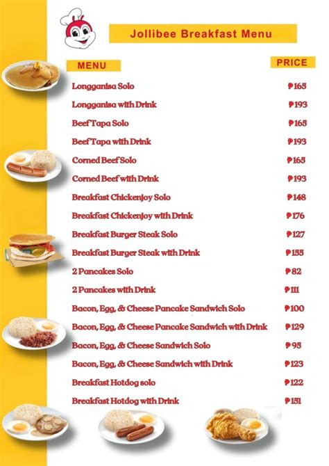 Jollibee Breakfast Menu Usa