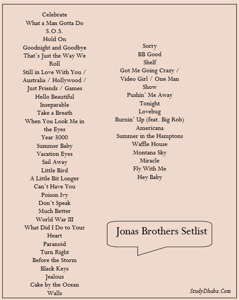 jonas brothers 2024 setlist
