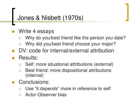 jones and nisbett 1971