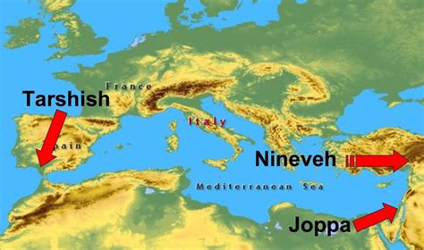joppa and nineveh on a biblical map