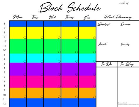 Jordan Page Block Schedule Printable