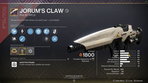 Jorum's Claw god roll Destiny 2 Shacknews