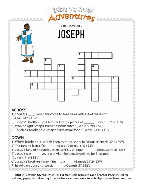 Discover The Fun Of Joseph Crossword Puzzle Printable