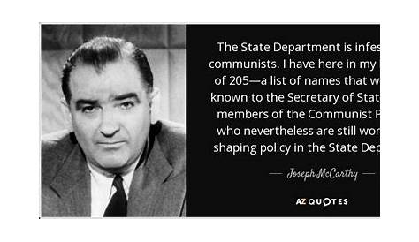 Joseph McCarthy Quote: “The State Department is infested with