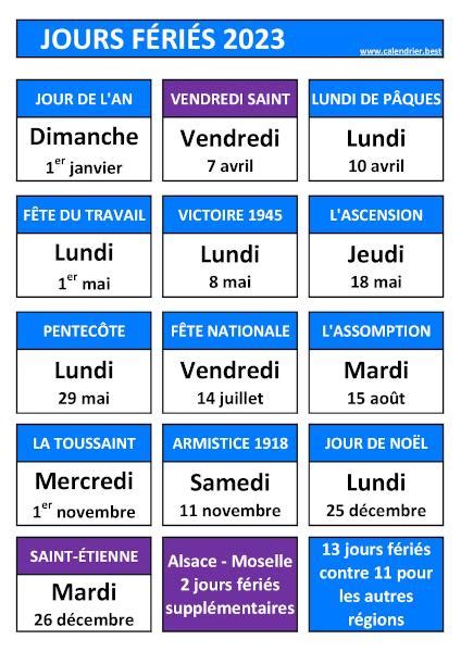 jour férié 2023 alsace moselle