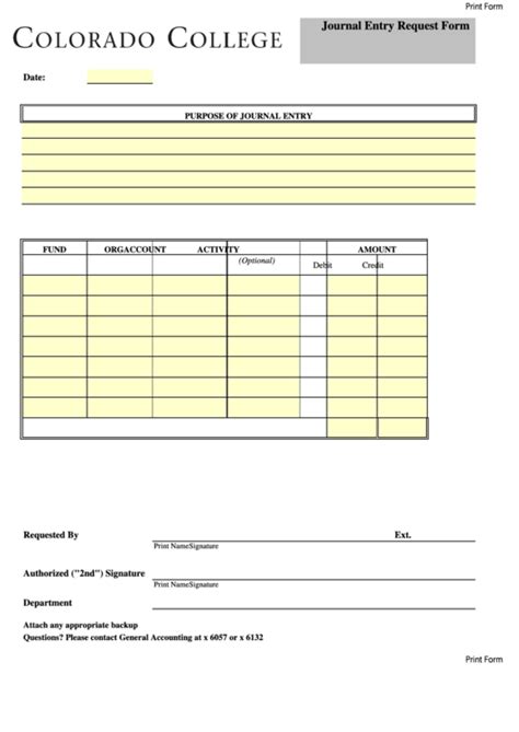 journal entry request form template