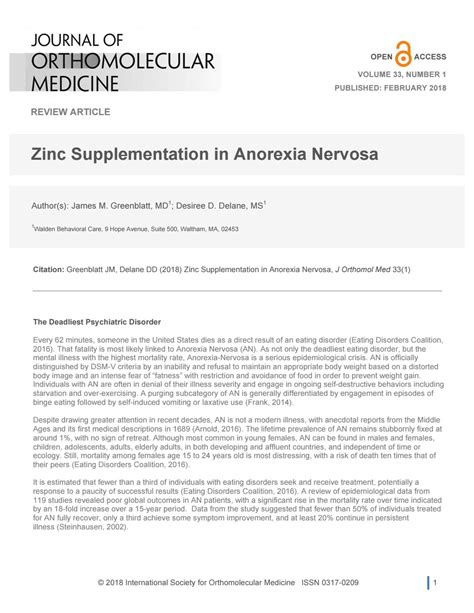 Journal Zinc Supplementation