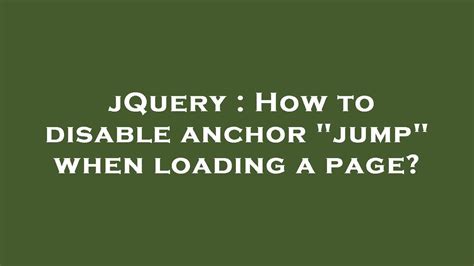 Jquery Anchor Disable