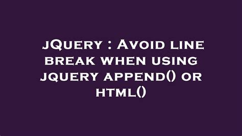 Jquery Append Html Line Break