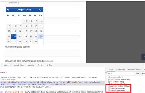 Jquery Datepicker Scroll Position Problem