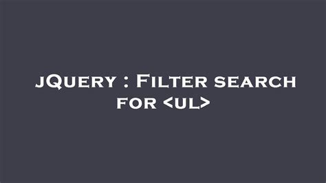 Jquery Filter Ul