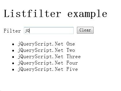 Jquery List Filter Example