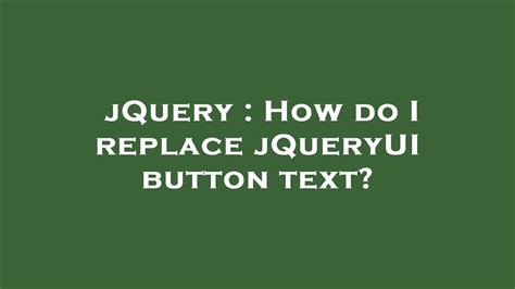 Jquery Replace Button