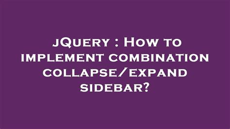 Jquery Sidebar Expand Collapse