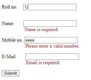 jquery unobtrusive validation example