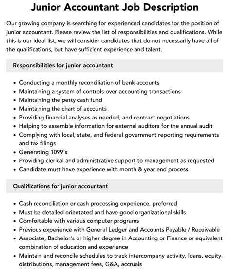 jr accountant job descriptions and duties