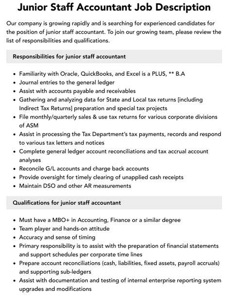 jr staff accountant job description