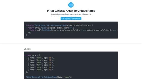Js Filter Unique Objects In Array