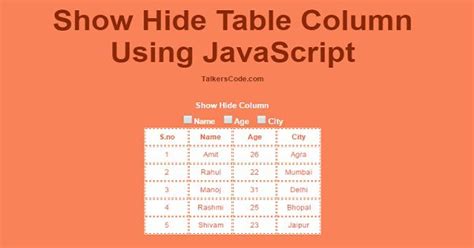 Js Table Hide Column