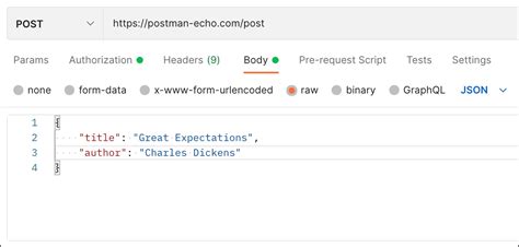 json request body example postman