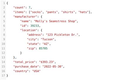 json request object example