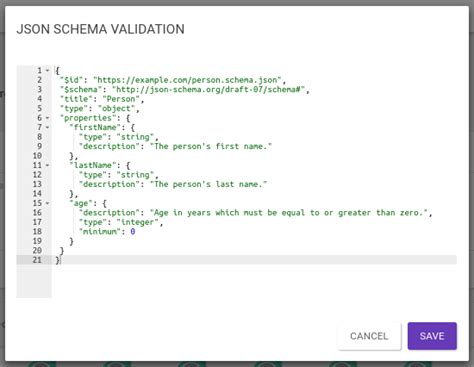 json schema validation example