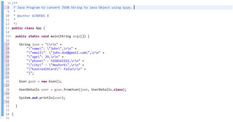 json string in java example