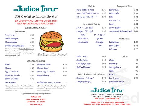 judice inn menu lafayette la