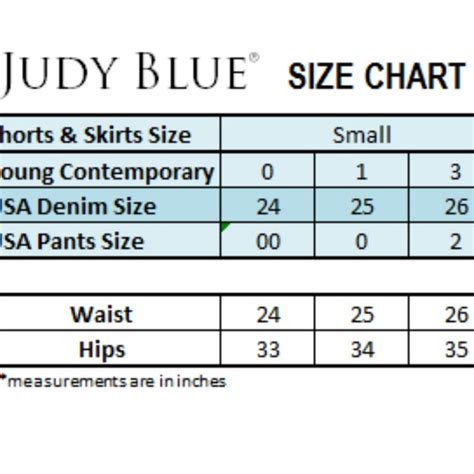 judy blue jeans near me size chart