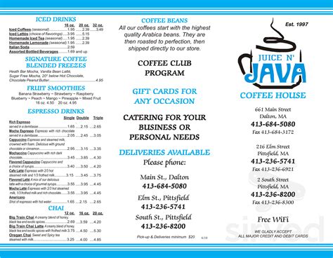 Juice And Java Menu