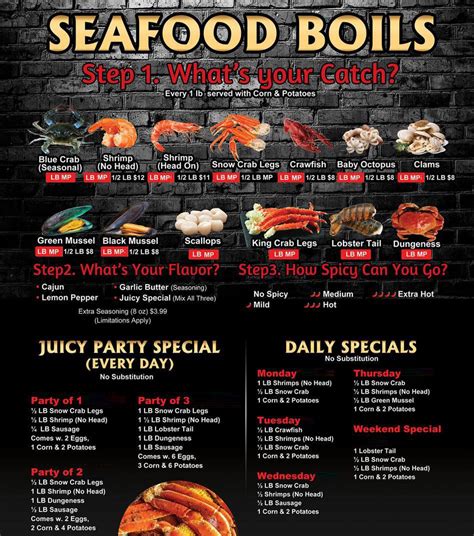 juicy seafood bar menu