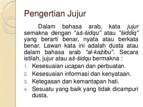 jujur dalam bahasa arab