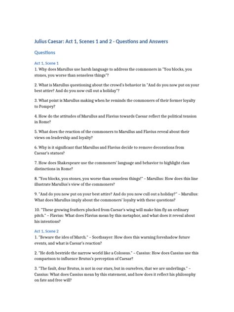 julius caesar act 1 questions and answers