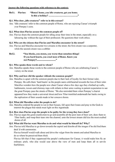 julius caesar act scene 1 questions and answers