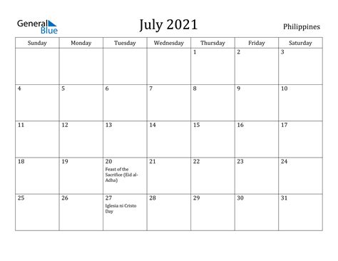 july 2021 holidays philippines