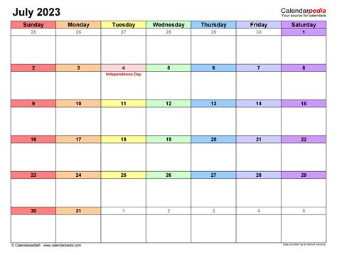 july 2023 calendar excel template