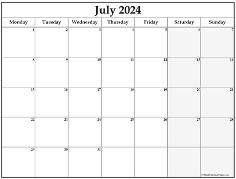 july 2023 calendar monday start