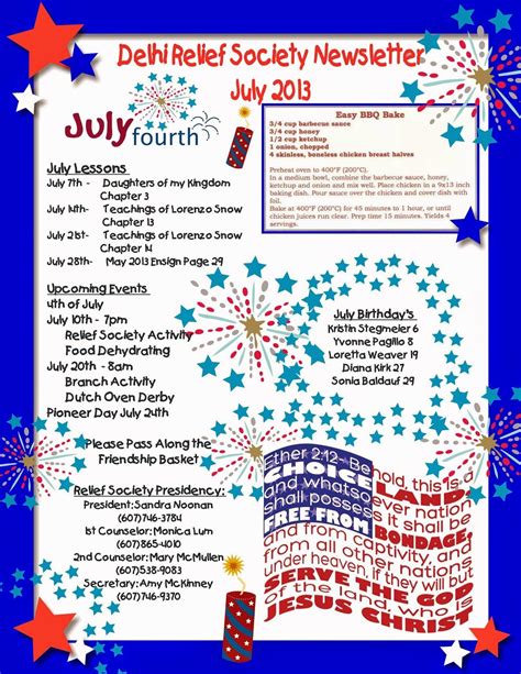 july topics for newsletters