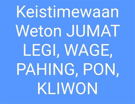 jumat wage dan jumat kliwon