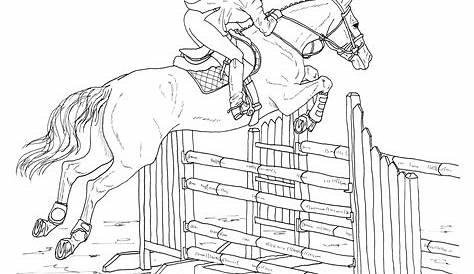 Horse Jumping Coloring Pages at Free