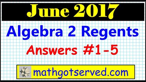 NYS Algebra 2 COMMON CORE Regents June 2017 Part 1 13 24 YouTube