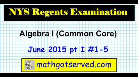 June 2015 Algebra Regents Answer Key