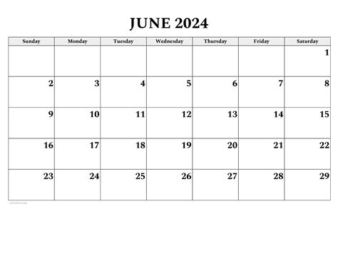 june 2024 calendar printable excel