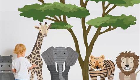 Large Safari Animal Wall Decals with Acacia Tree Nursery