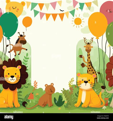 Jungle Birthday Background Vector