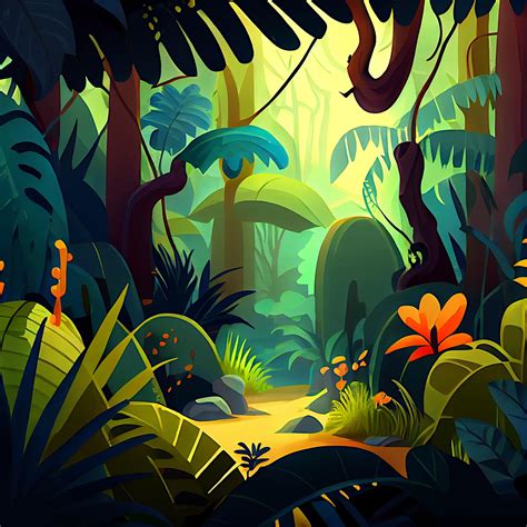 Jungle Cartoon Background Illustrations