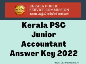 junior accountant psc answer key 2022