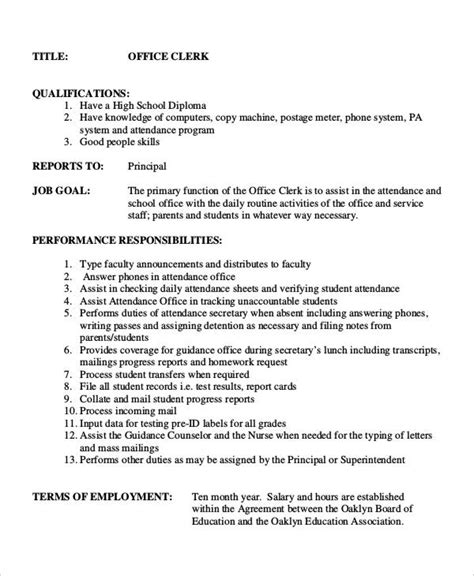 junior clerk duties and responsibilities