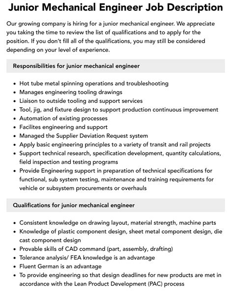 junior engineer roles and responsibilities